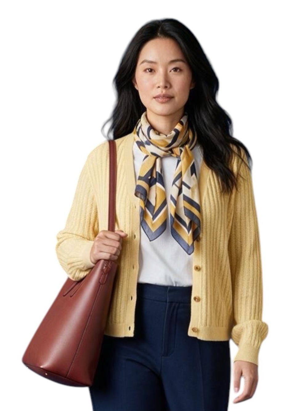 GAP Yellow Textured V-Neck Button Cardigan - Picture 5 of 7